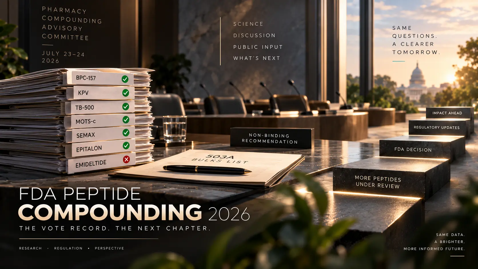 FDA Peptide Compounding: The Full July 2026 Vote Record, and What's Next